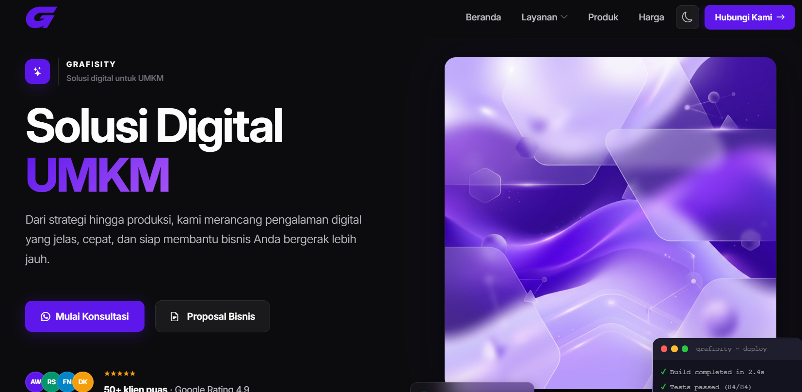 Tampilan website Grafisity