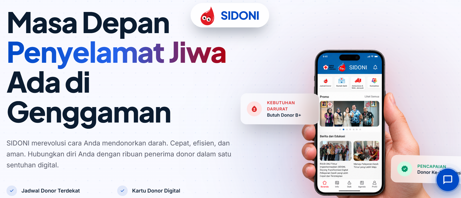 Tampilan platform SIDONI untuk donor darah